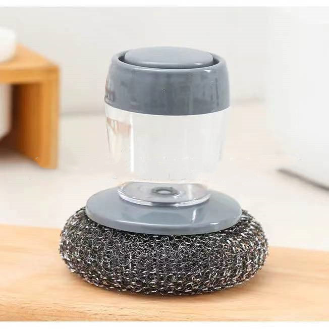 2-in-1 Soap Dispensing Dish Brush with Handle – Kitchen Scrubber for Pots, Pans, Lids & More