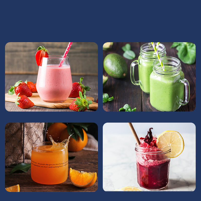 Portable blender-juicer with USB charging and 6 blades for smoothies and fruits