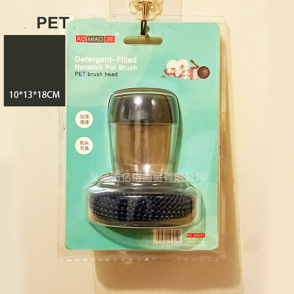 2-in-1 Soap Dispensing Dish Brush with Handle – Kitchen Scrubber for Pots, Pans, Lids & More